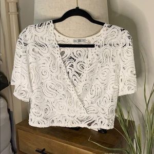 White Zara Lacey Crop Top